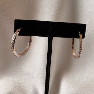 Swarovski Rose Gold Crystal-Accented Hoop Earrings